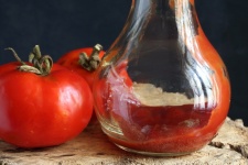 Tomatoes With Clear Glass Bottle