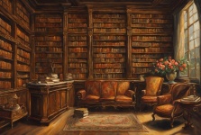 Victorian Home With Many Books