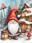 Watercolor Winter Gnome