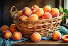 Wicker Basket With Peaches