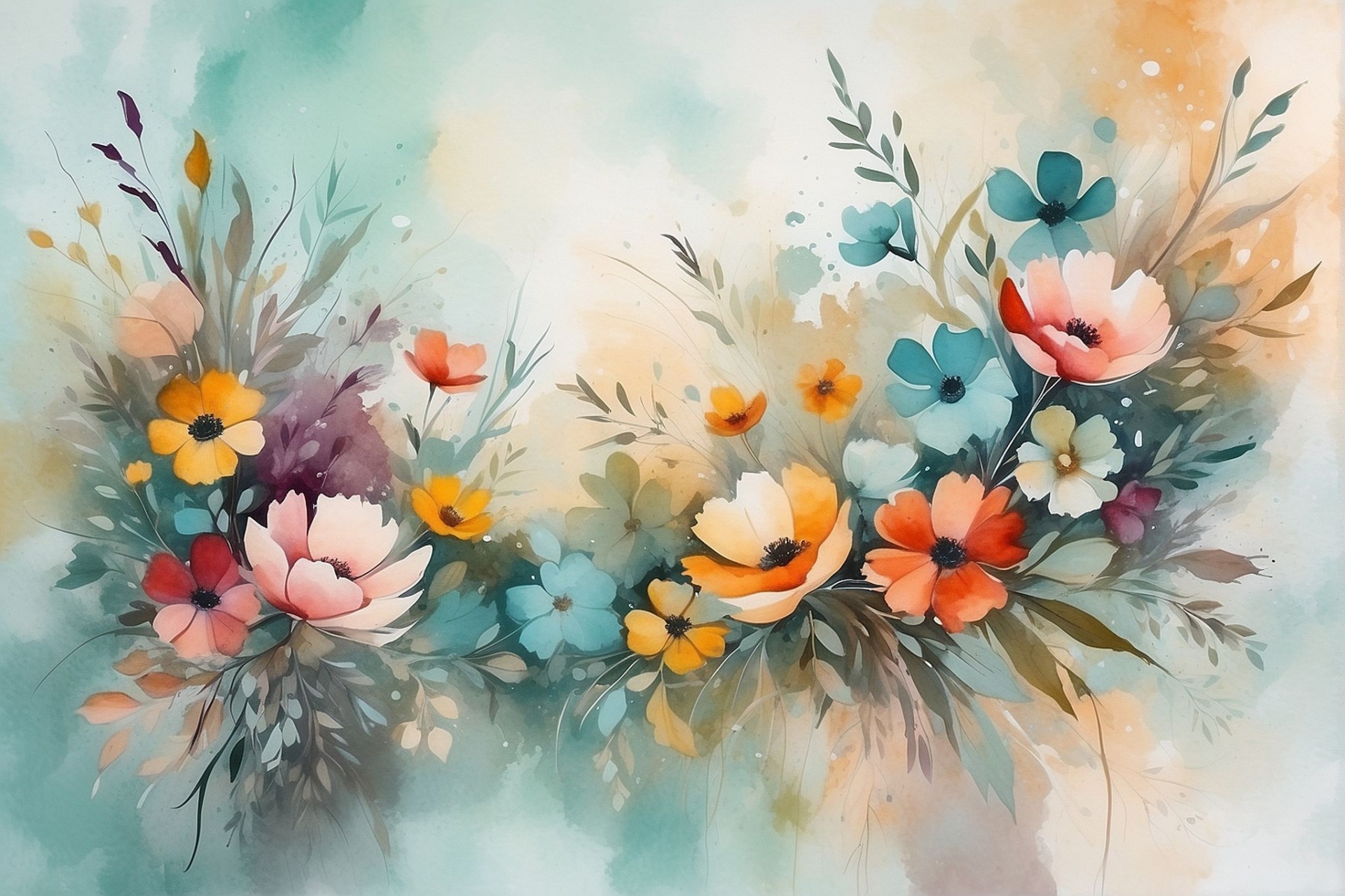 Floral Spary Watercolor Art Free Stock Photo - Public Domain Pictures