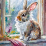 Domestic Rabbit Oil Art Print