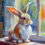 Domestic Rabbit Oil Art Print