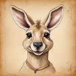 Cartoon Kangaroo Portrait Art Print