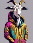 Goat In Hoodie Illustration