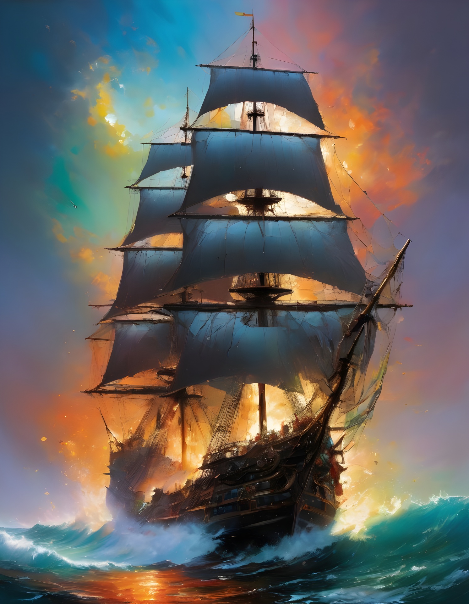 Sailing Ship Fantasy Illustration Free Stock Photo - Public Domain Pictures