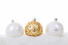 Christmas Balls In Snow Isolated