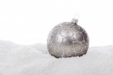 Silver Christmas Ball In Snow