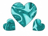 Three Turquoise Swirl Hearts 2