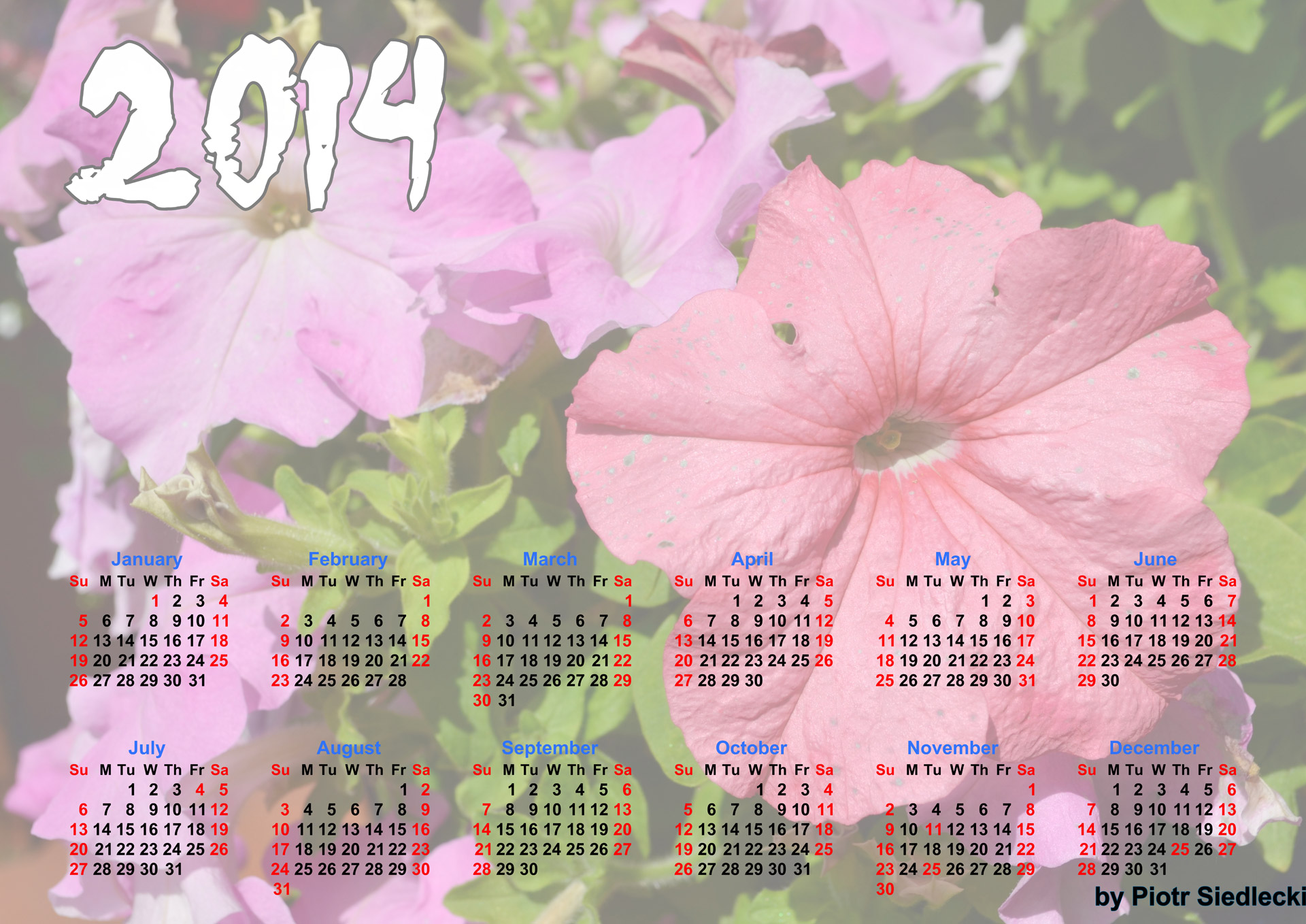2014 Flower Calendar