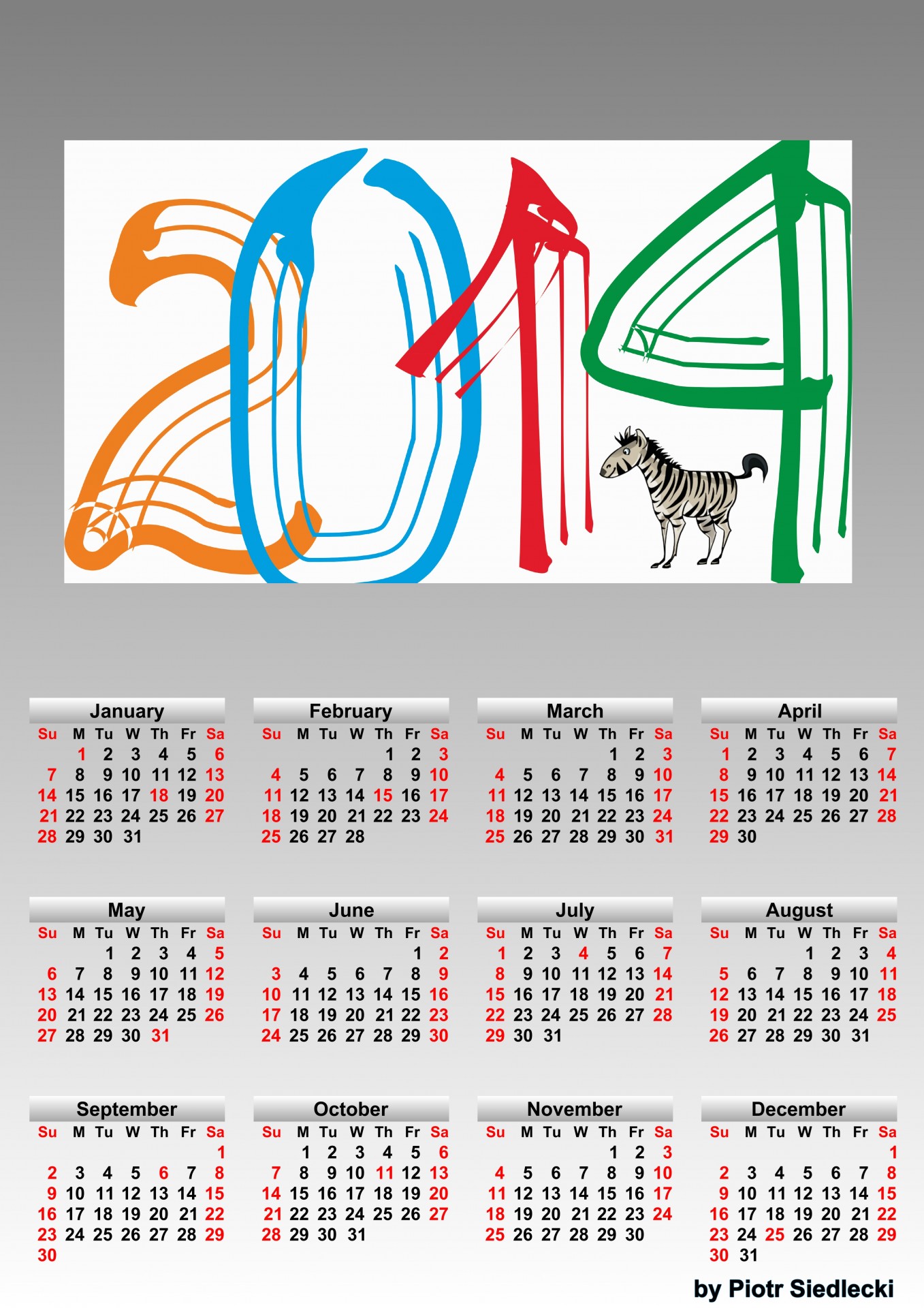 2014 Simple Calendar