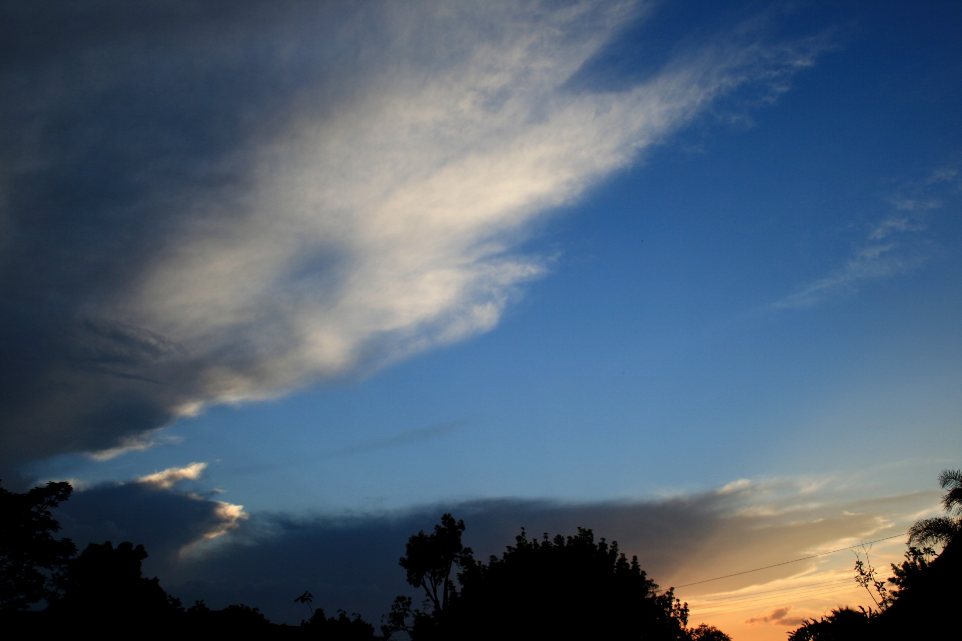 clouds shifting at sunset