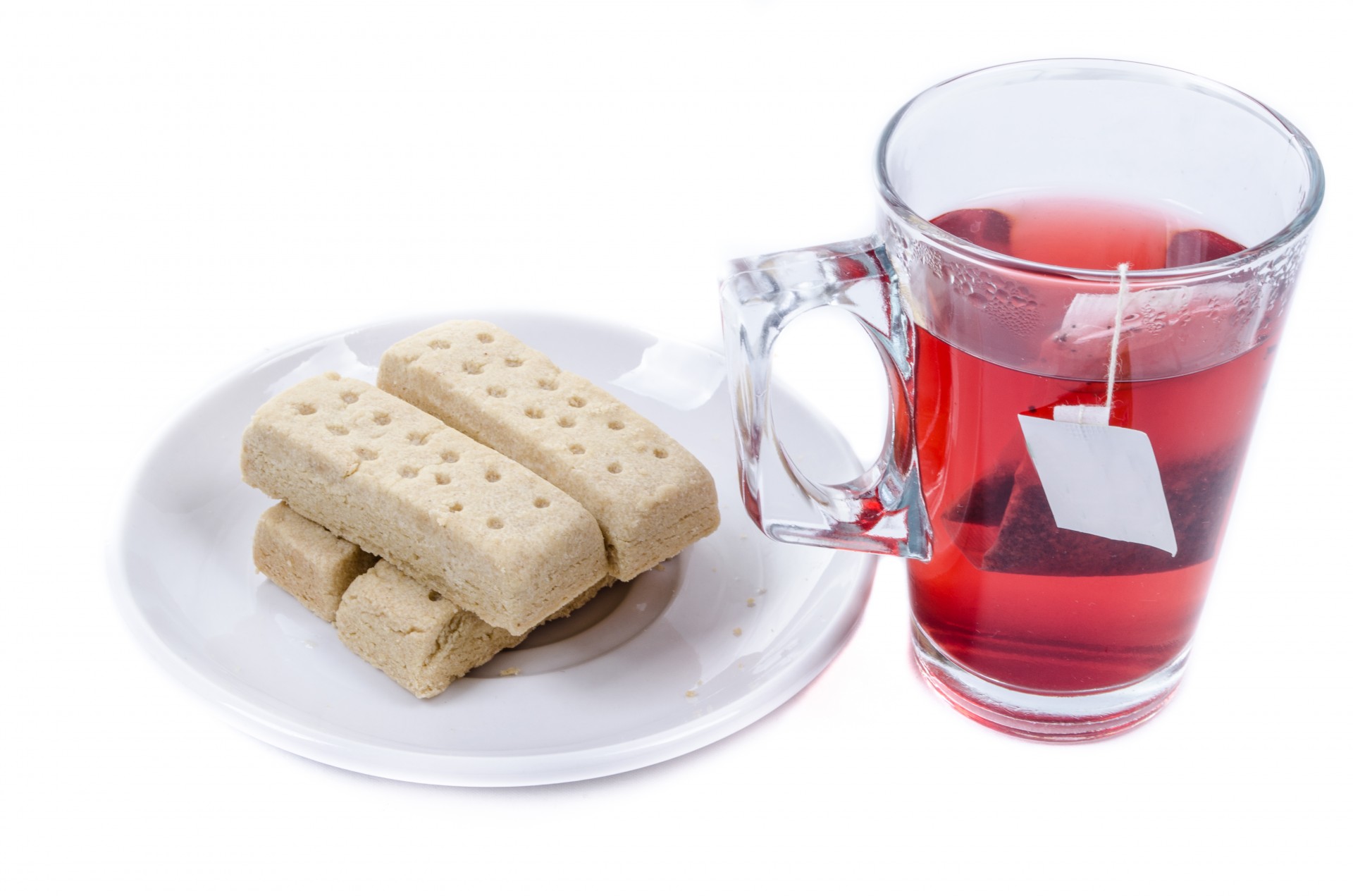 Glass Cup With Tea Bag And Wafers