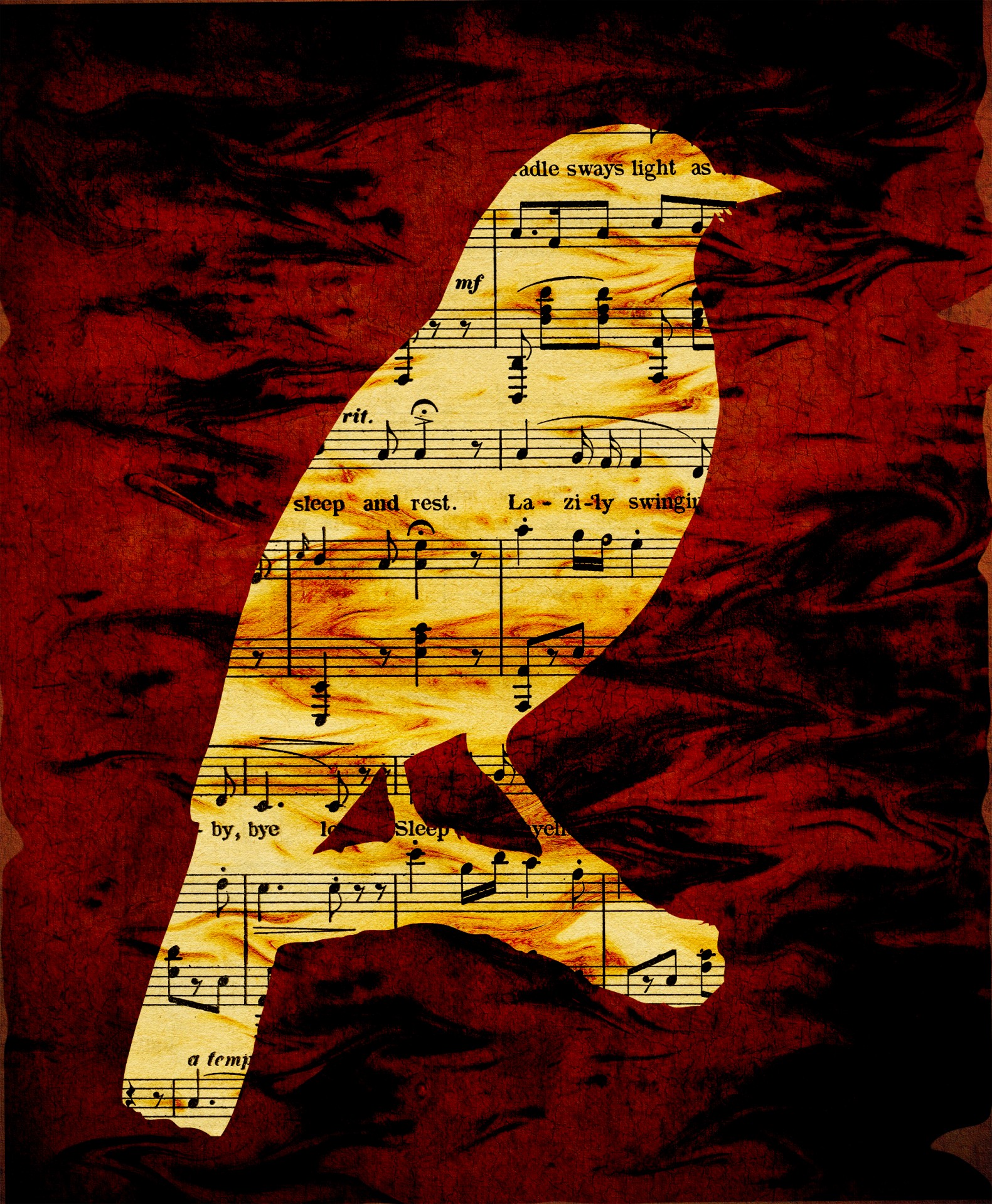 Musical Notes Bird Silhouette