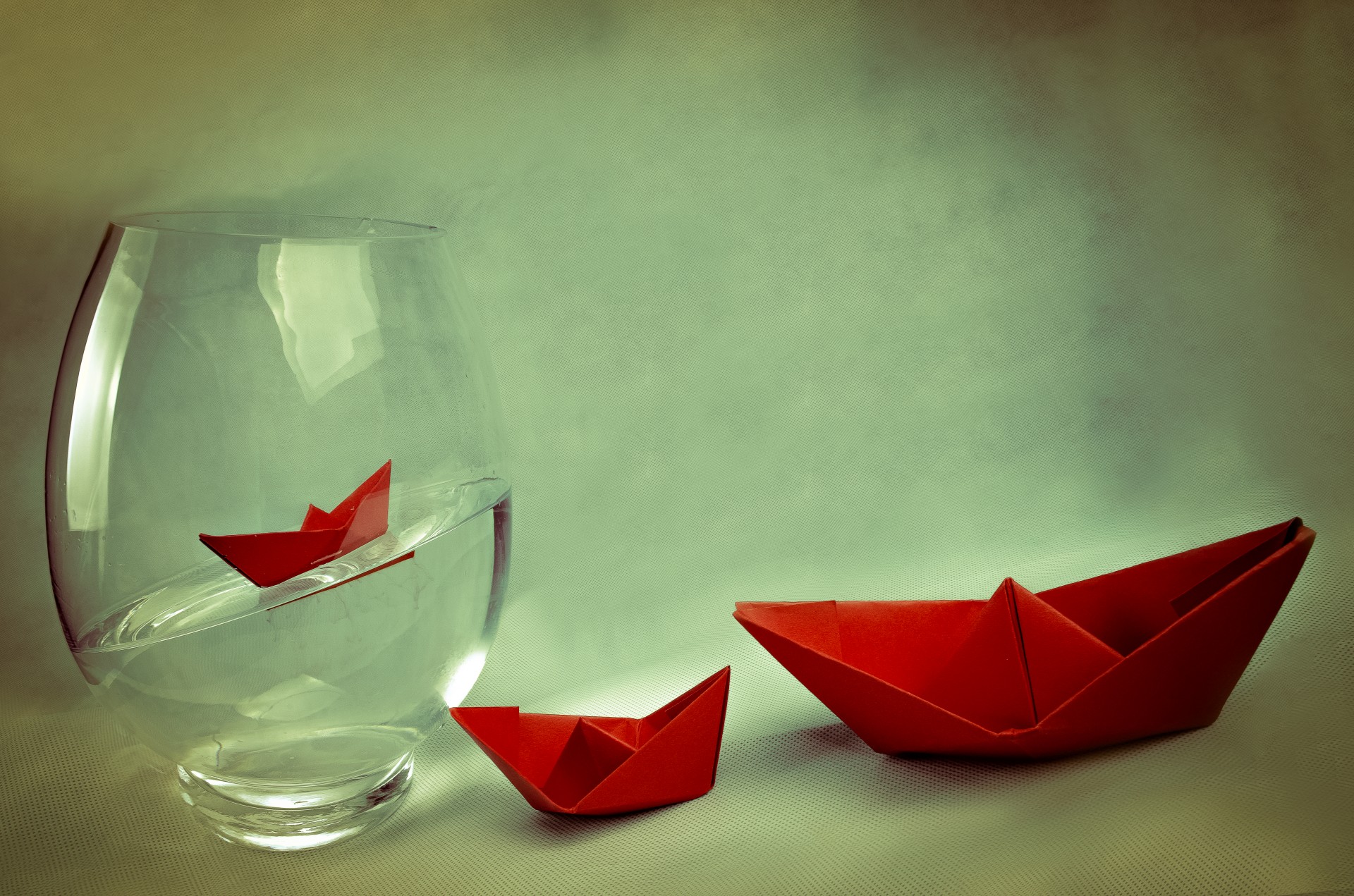 Paper Boats And Vase