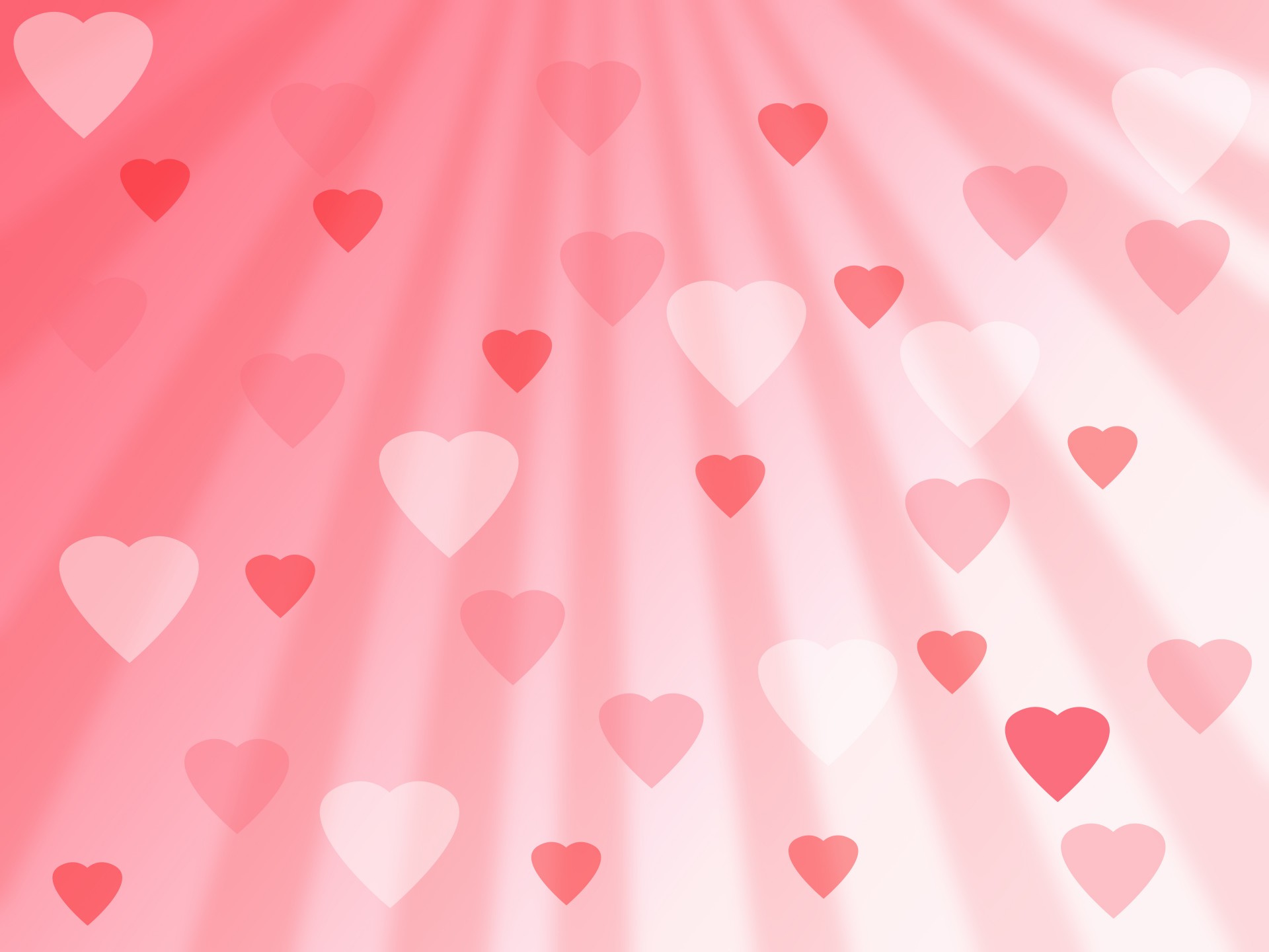 Pink hearts and rays of light