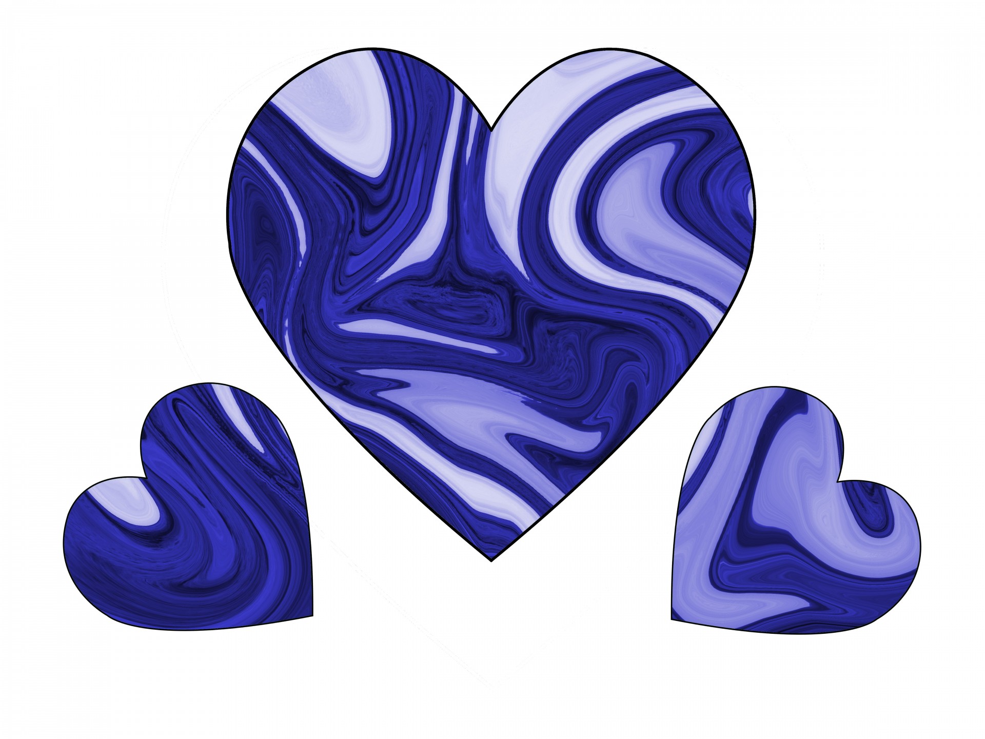 Three Blue Swirl Hearts 2