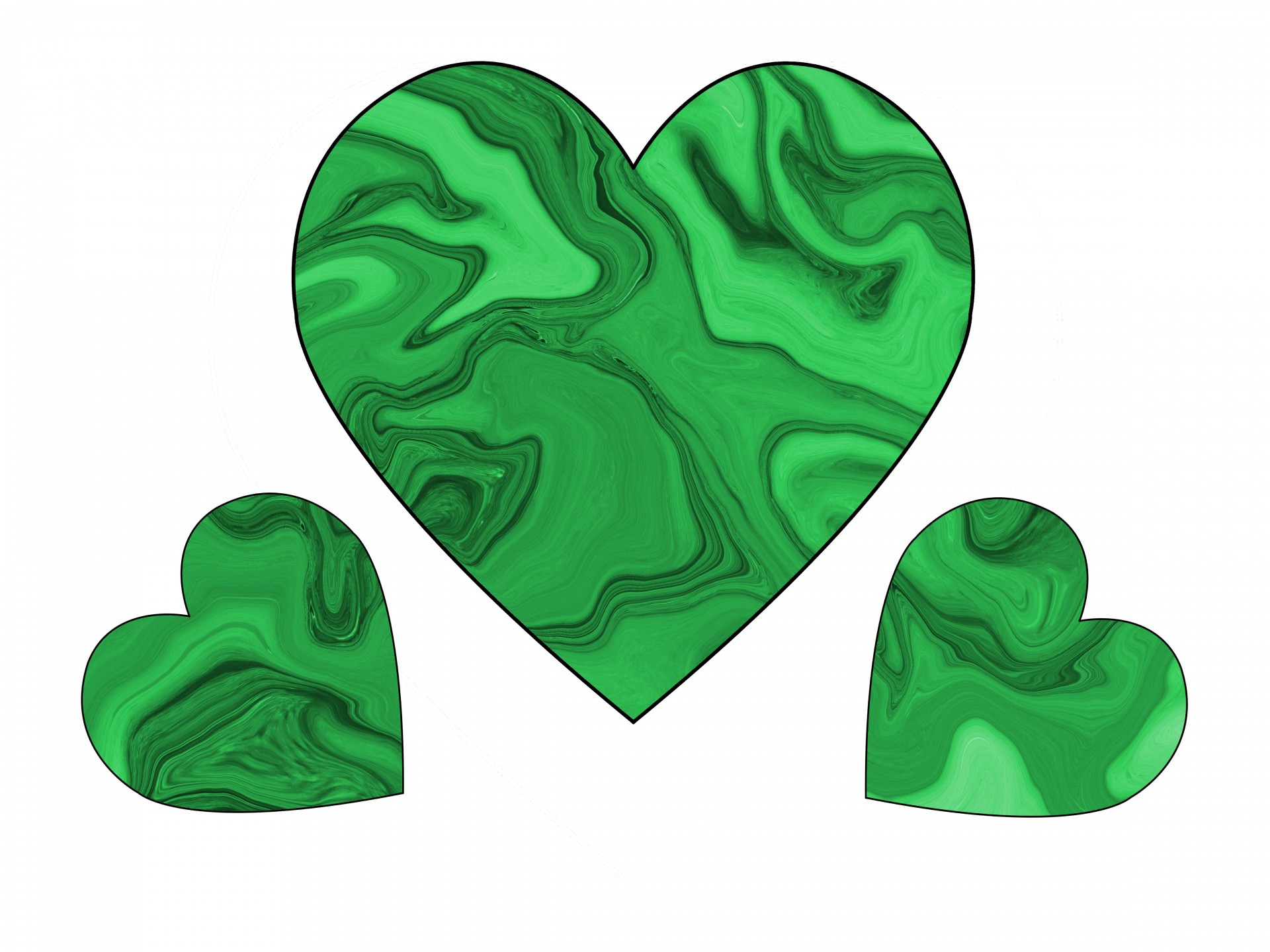 Three Green Swirl Hearts