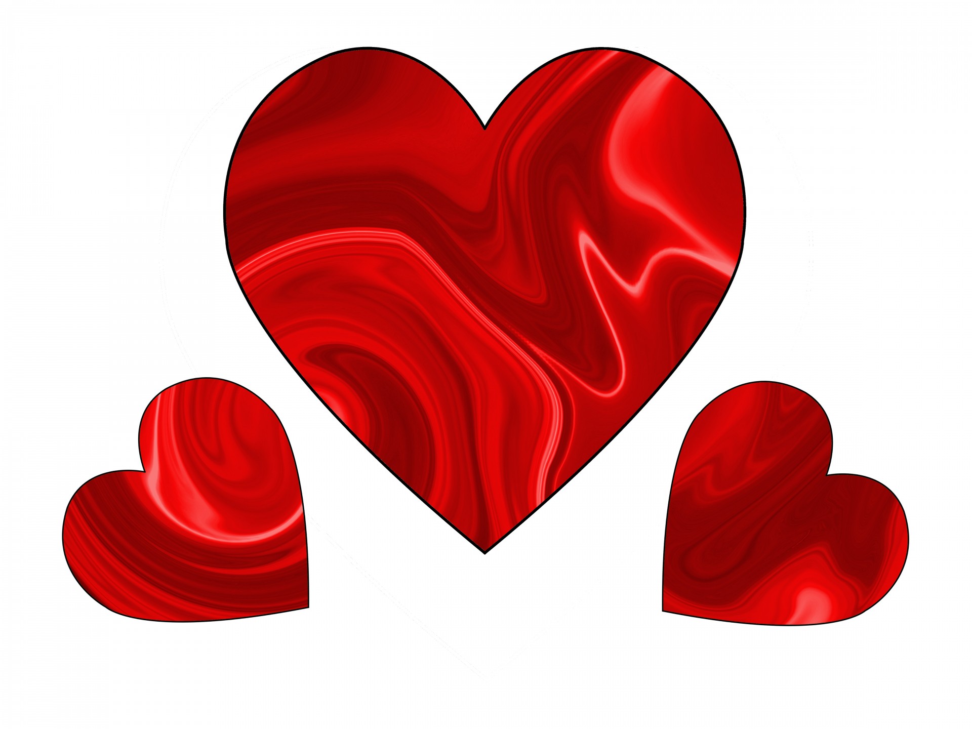 Three Red Swirl Hearts 1