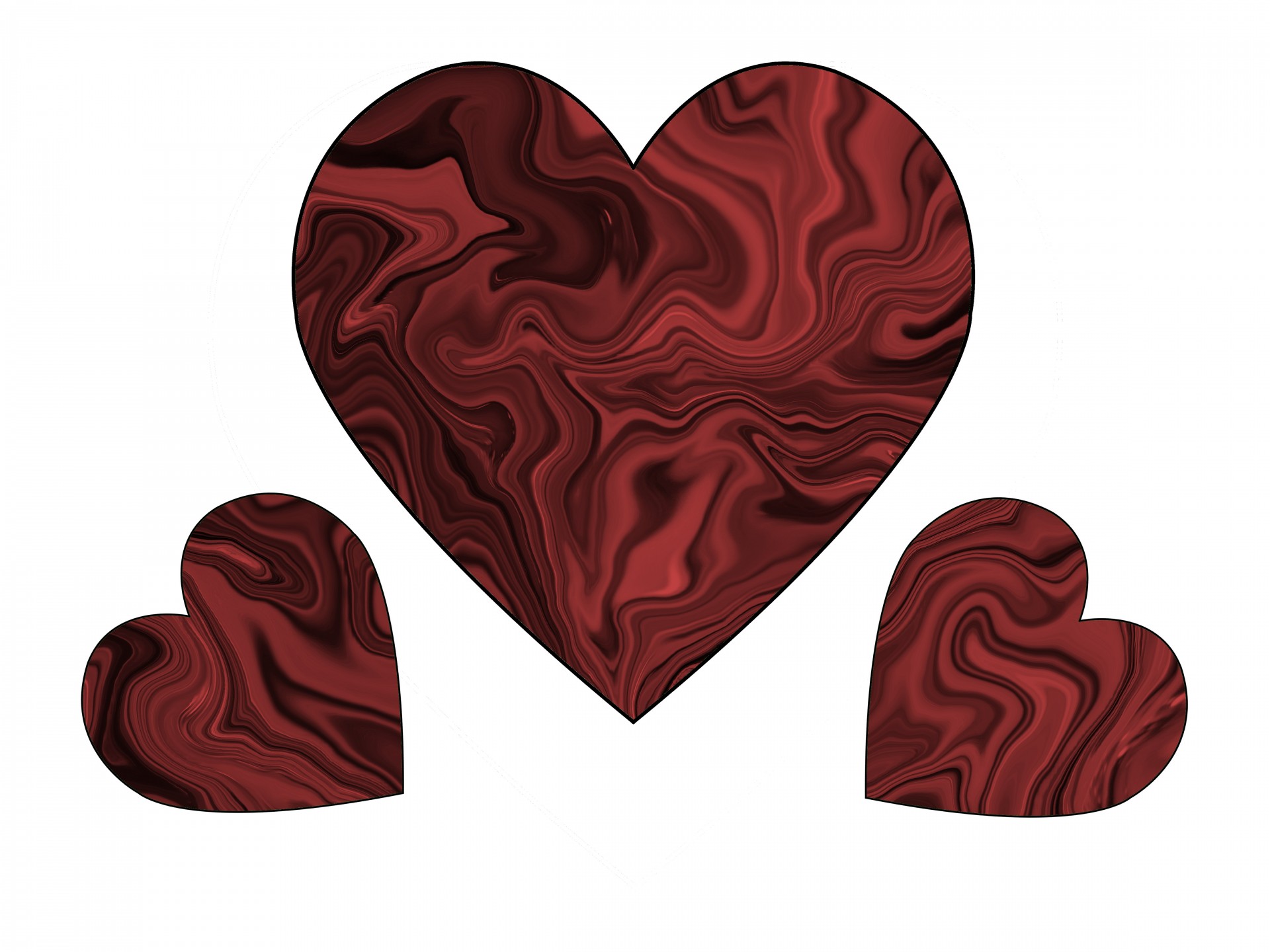 Three Red Swirl Hearts
