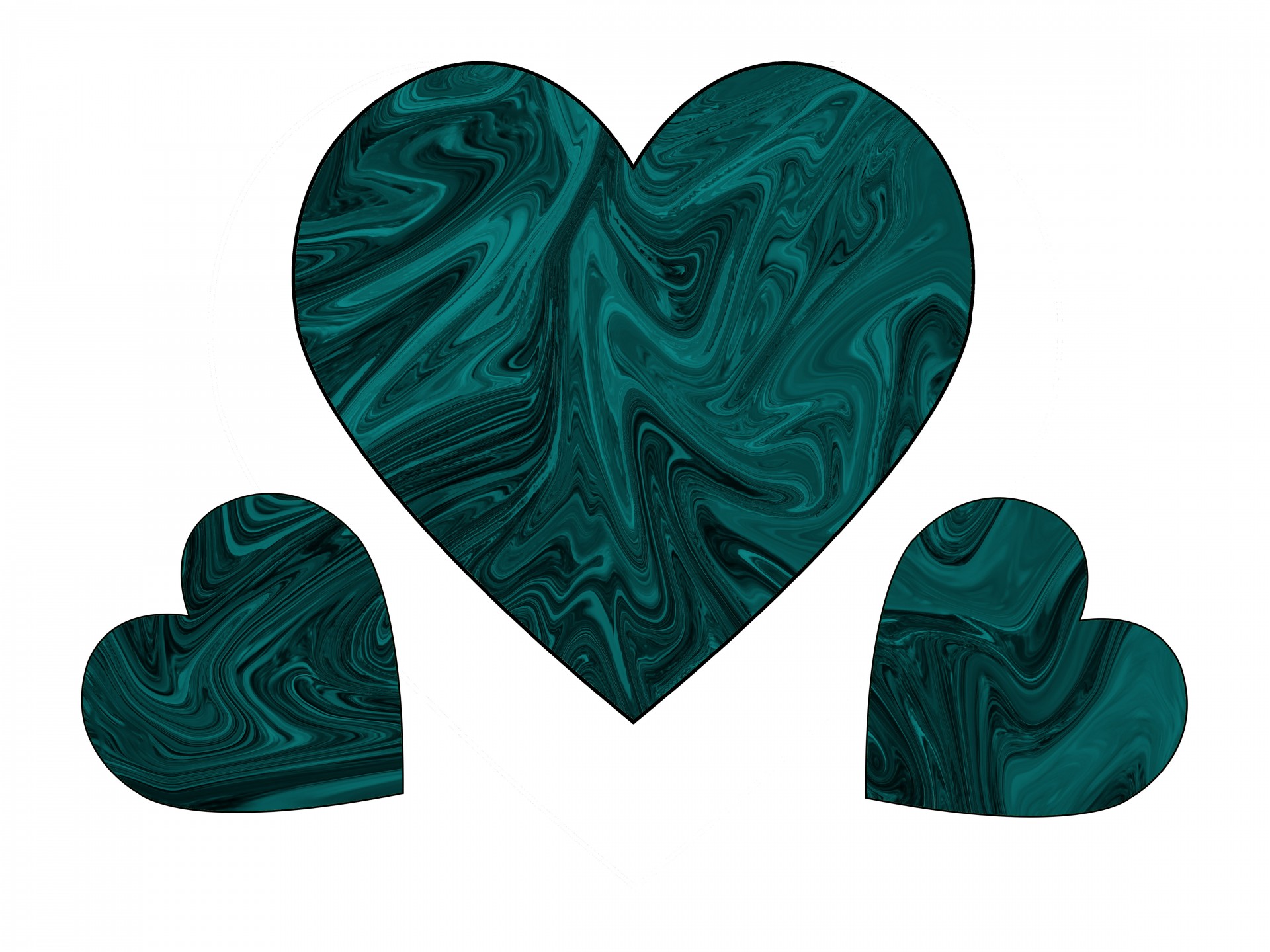 Three Turquoise Swirl Hearts