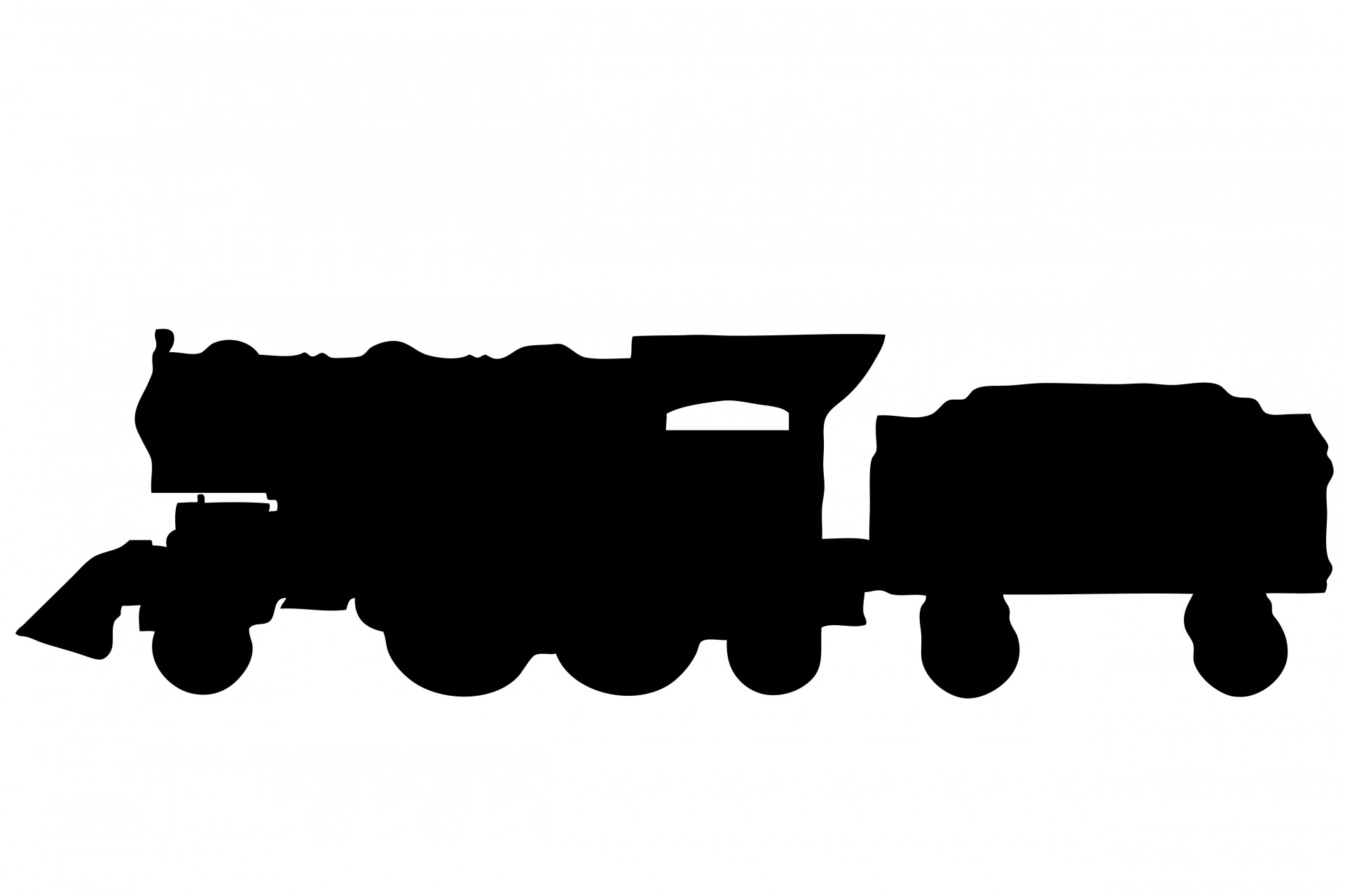 Black silhouette of a vintage steam train clipart