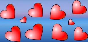 5 Red Hearts Mirrored 10