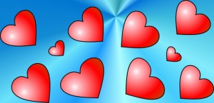 5 Red Hearts Mirrored 13