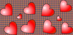 5 Red Hearts Mirrored 15