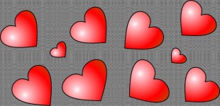 5 Red Hearts Mirrored 16