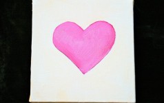 Pink Heart In Oils On Canvas