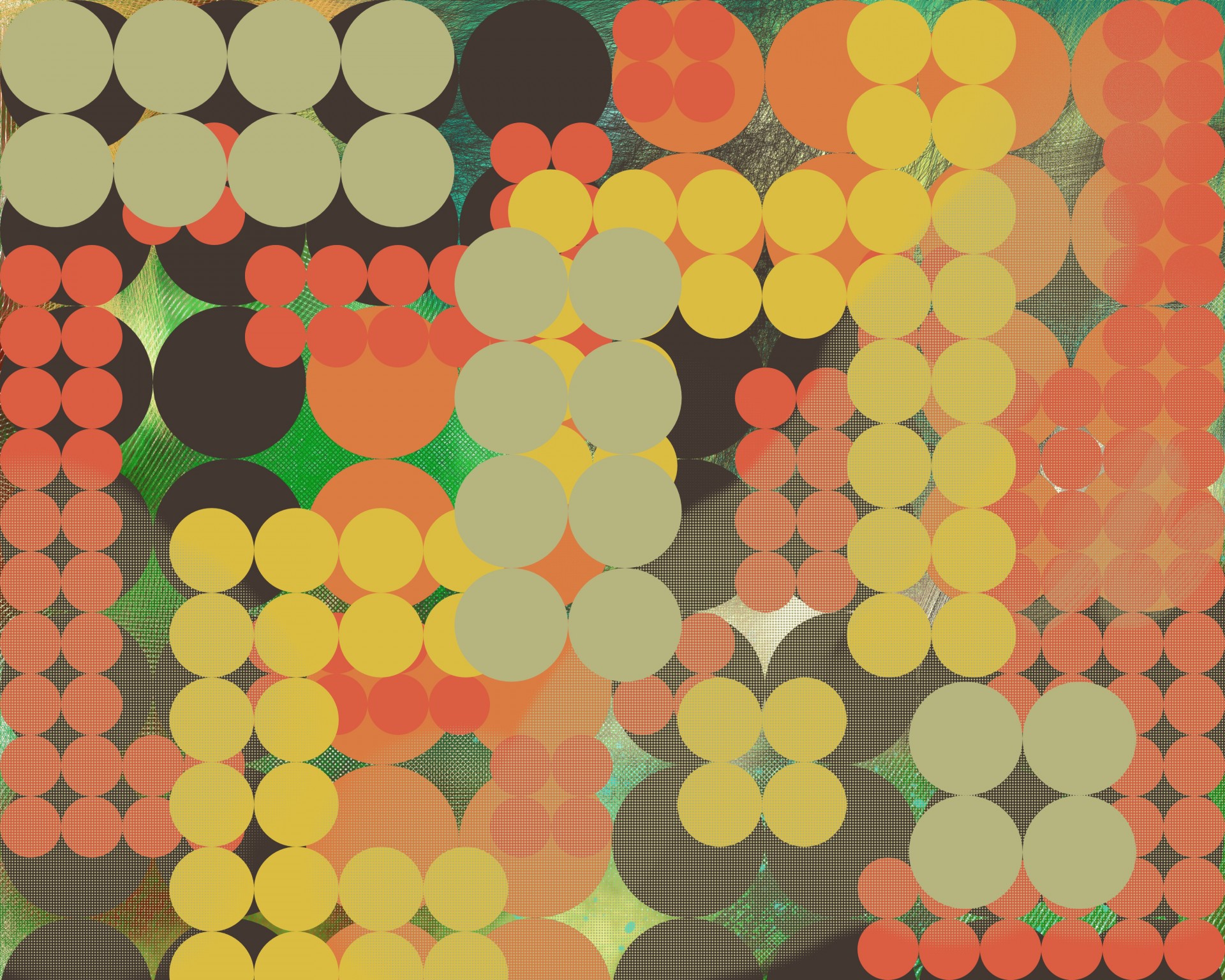 Digitally created abstract background pattern with an urban feel, made up of circles and dots.