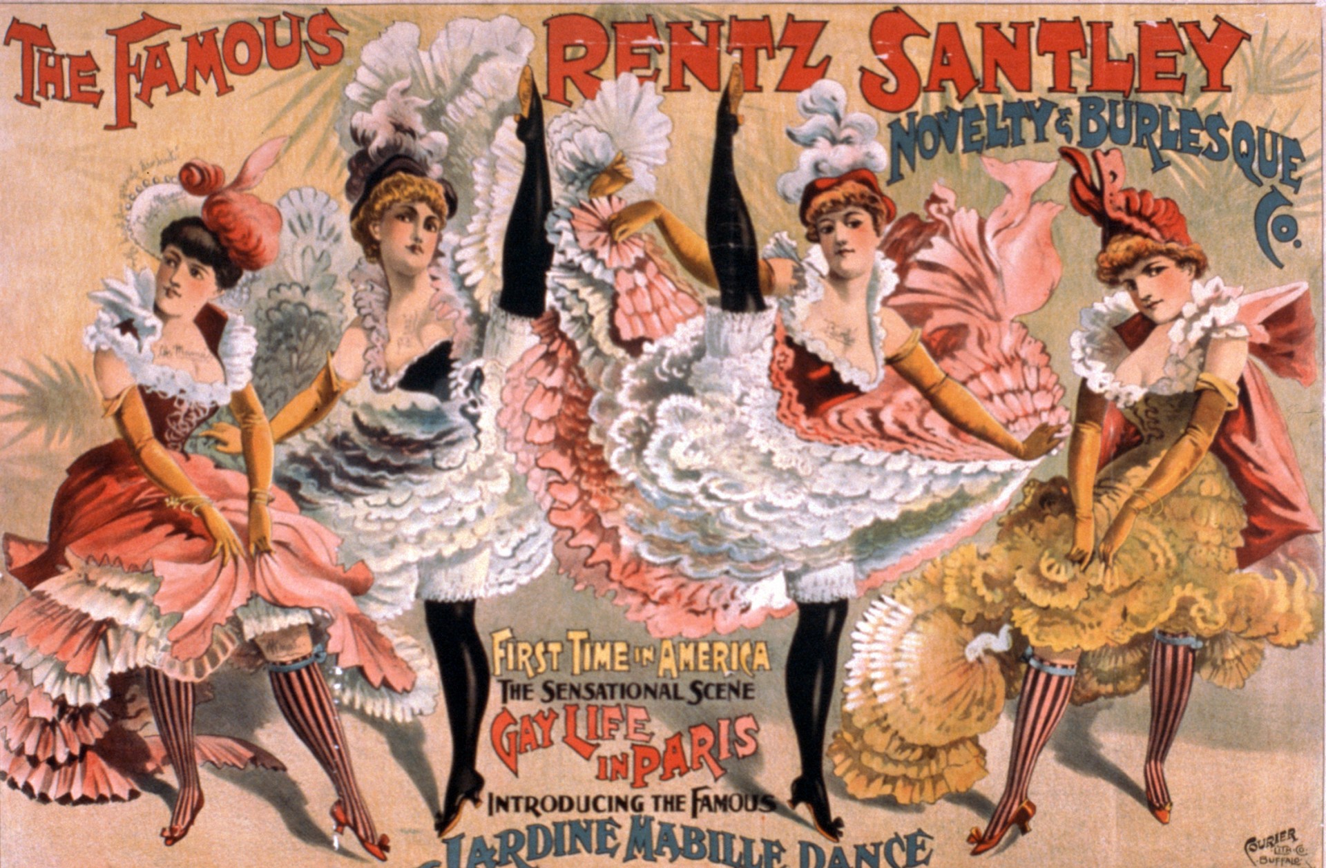 Public domain vintage poster for the french can can dancers