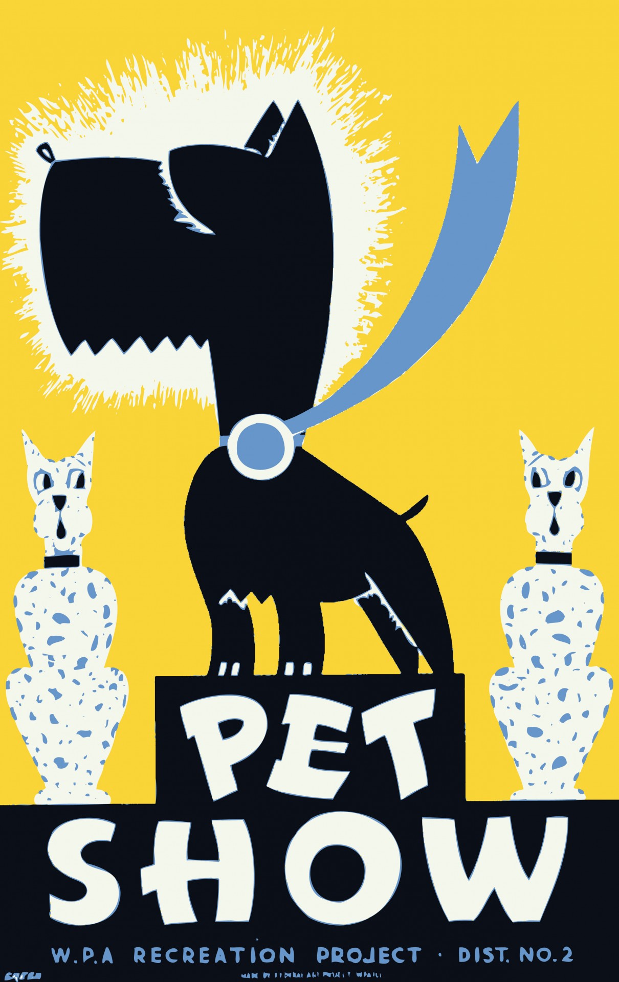 Public domain vintage cartoon poster for dog and pet show