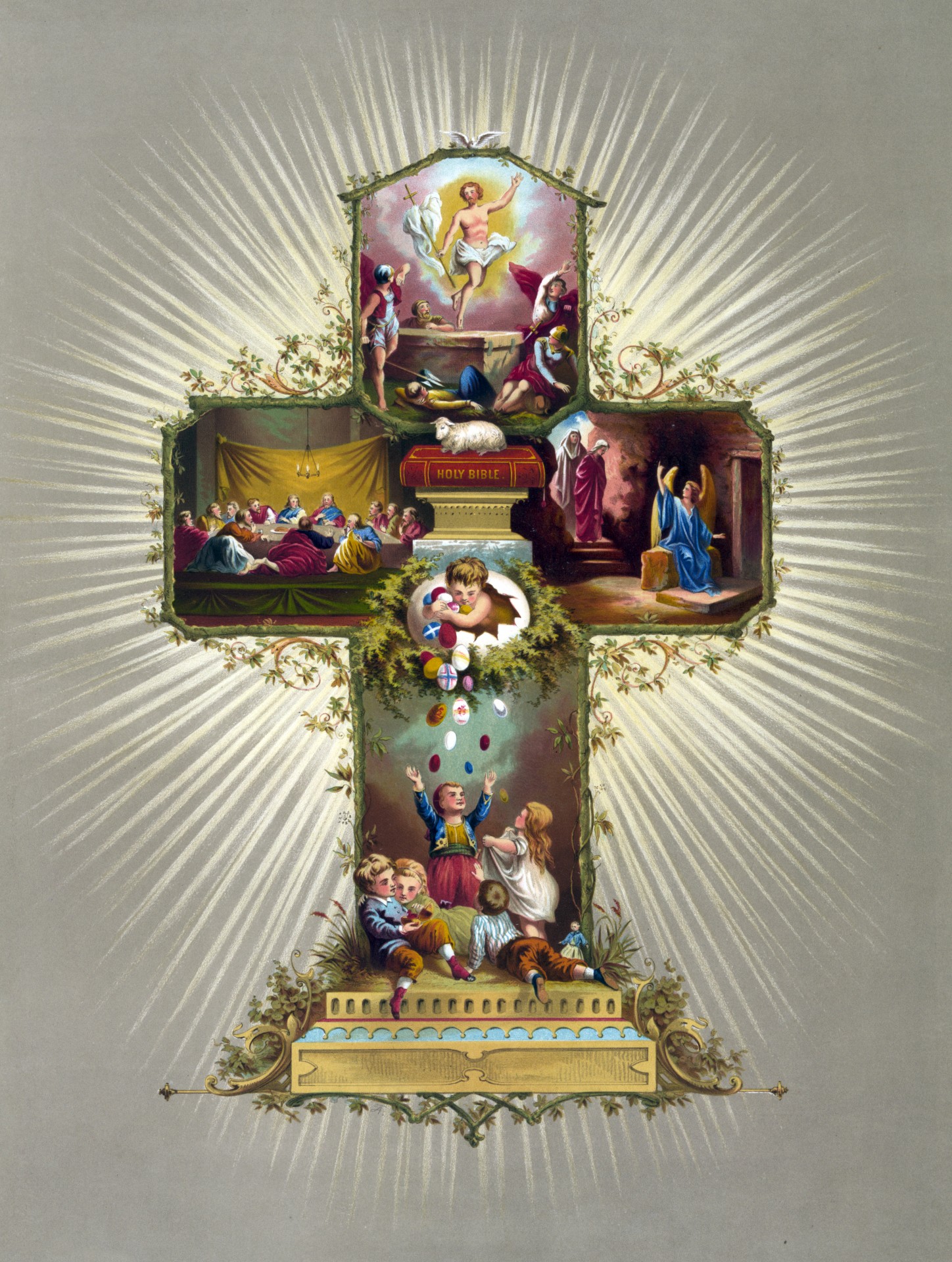 Public domain vintage easter religious cross
