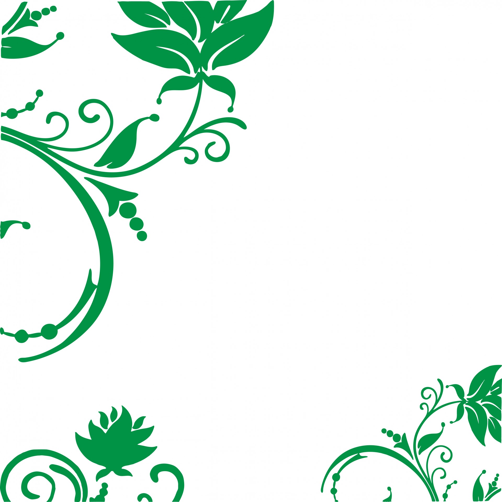 Decorative green floral swirls and leaves pattern