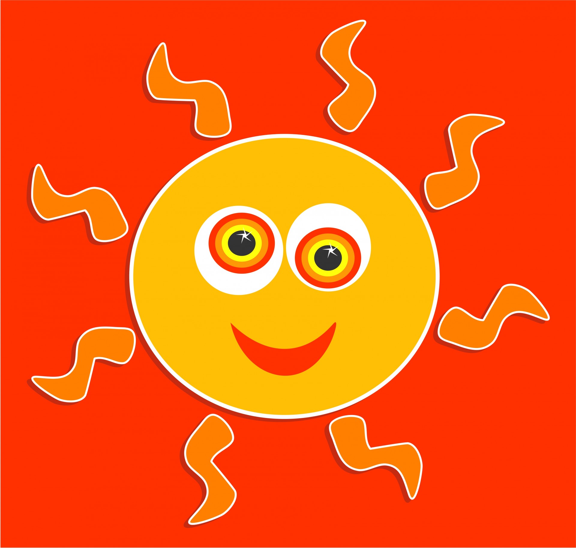 Simple happy sun cartoon clipart, created in xara vector illustration software.