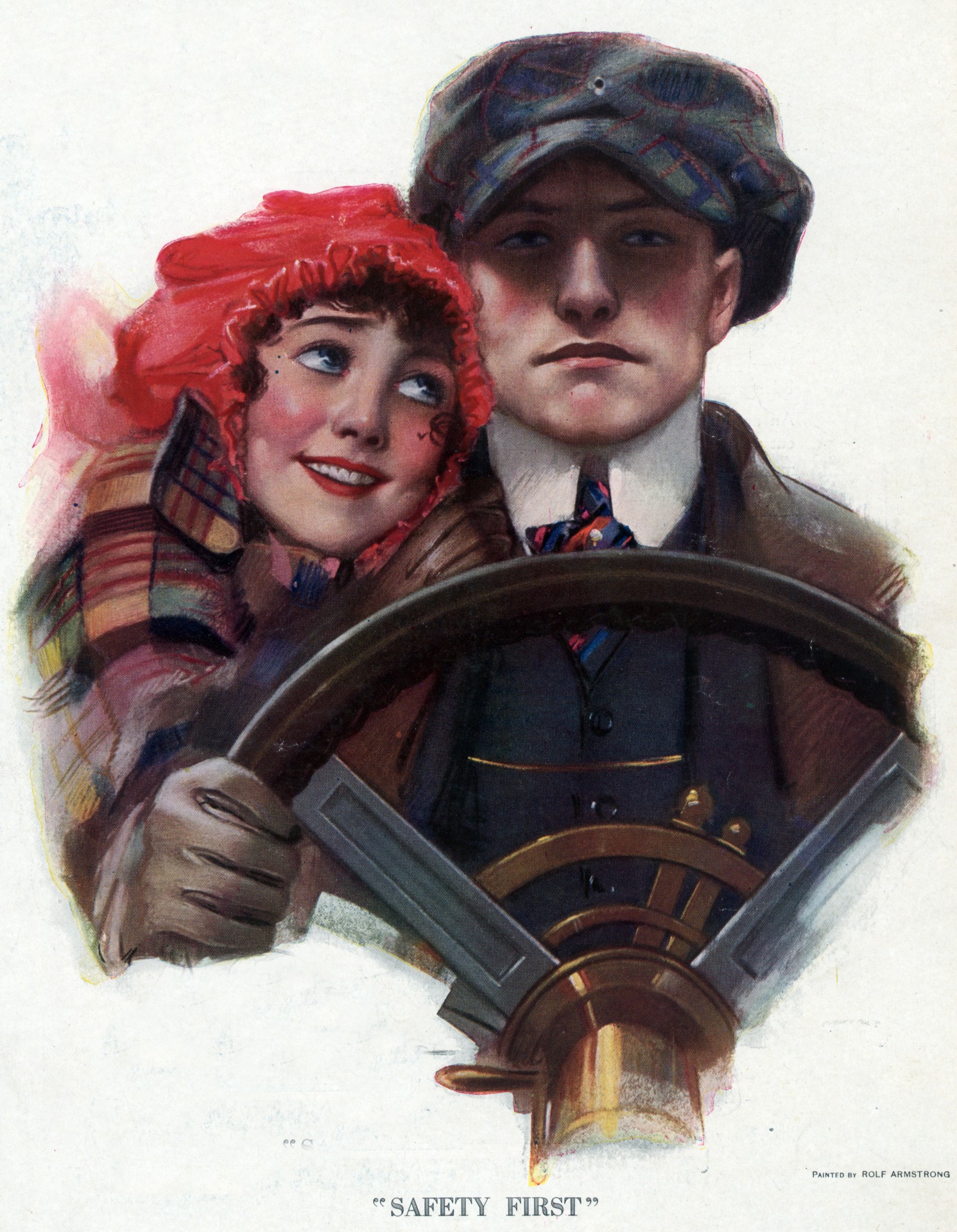 Motoring Couple Vintage Poster