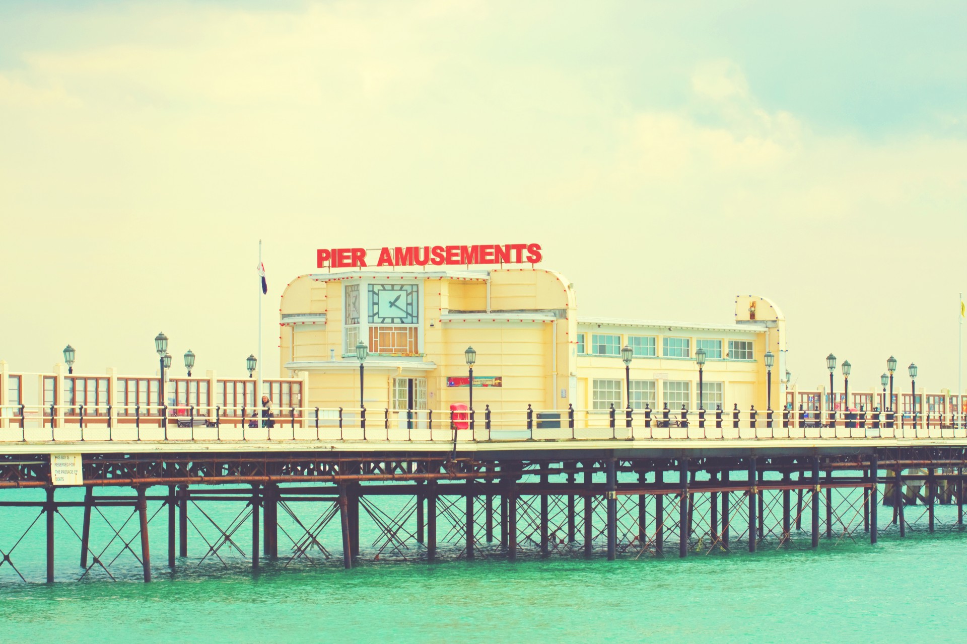 Worthing pier in West Sussex with vintage color toning