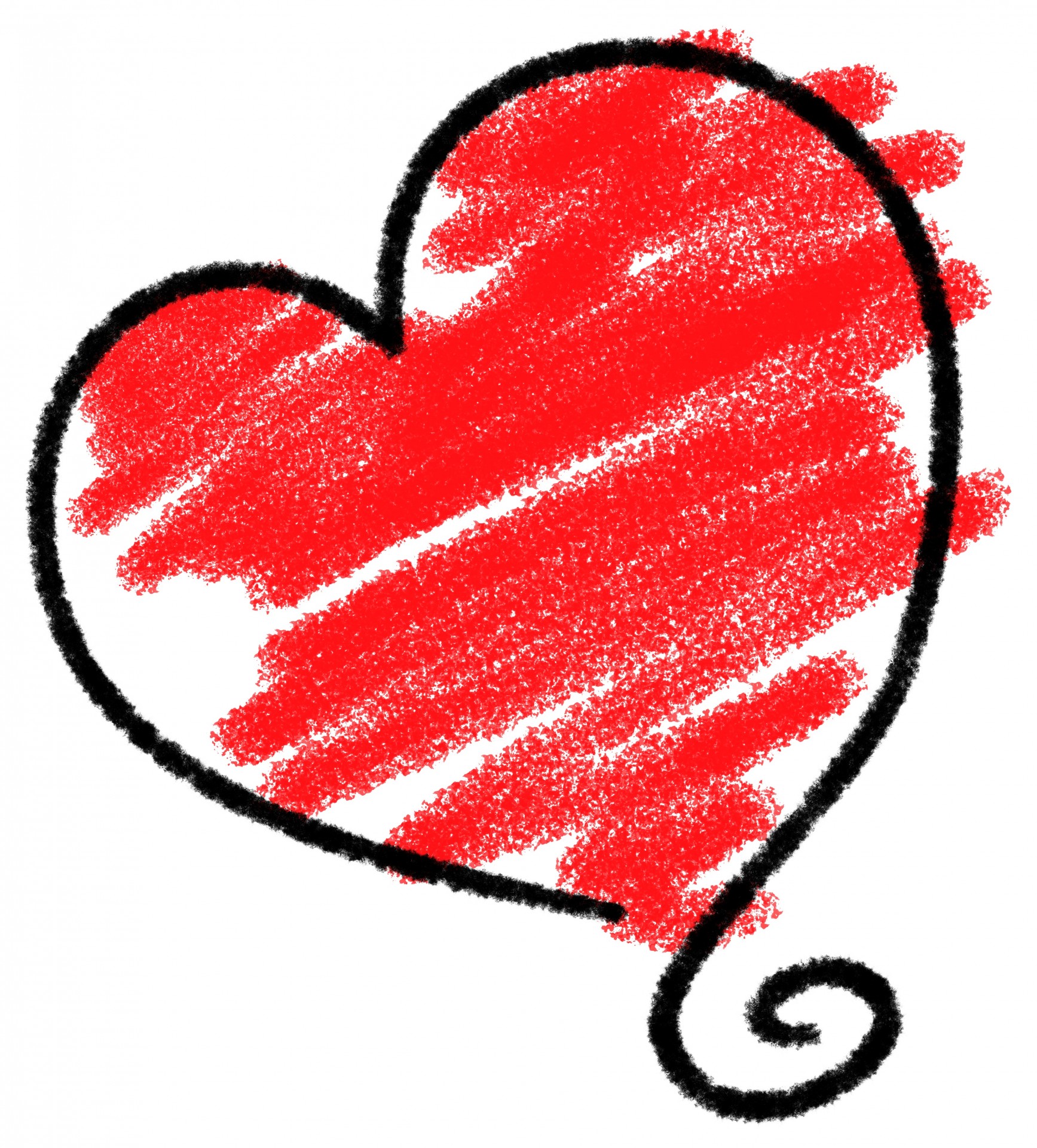 Digitally created sketched red heart shape.