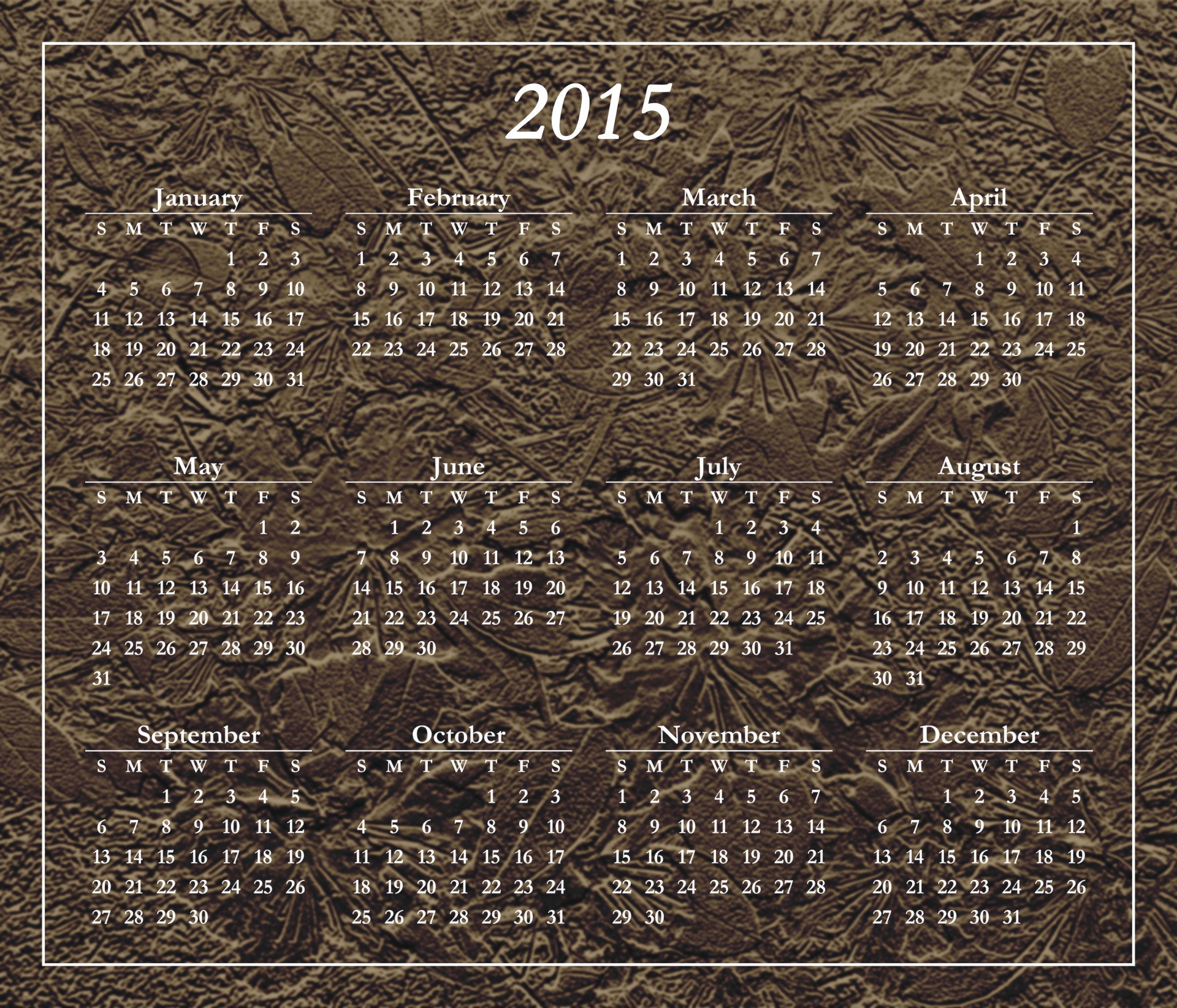 Stylized 2015 Calendar