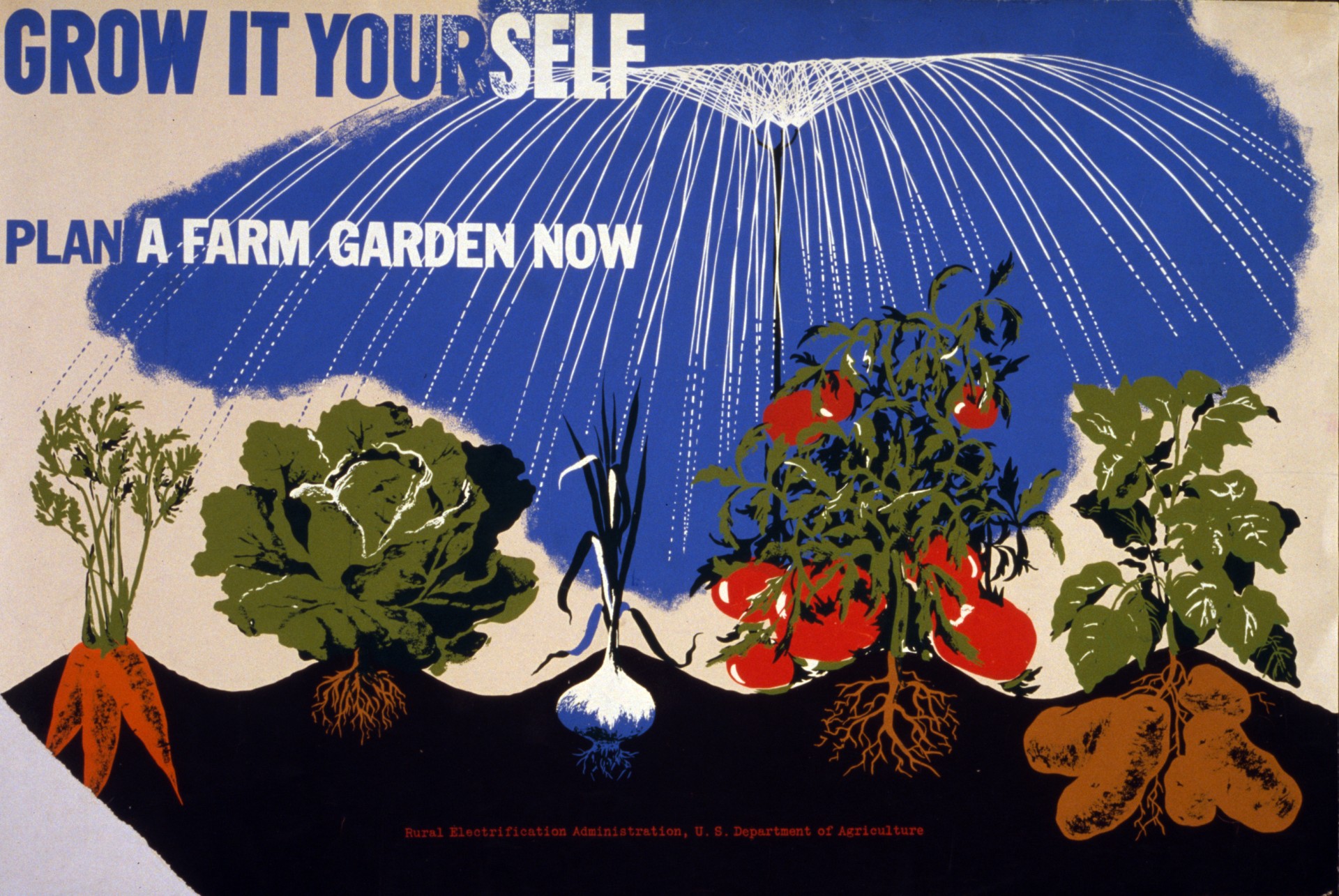 Public domain vintage poster encouraging people to grow their own vegetables