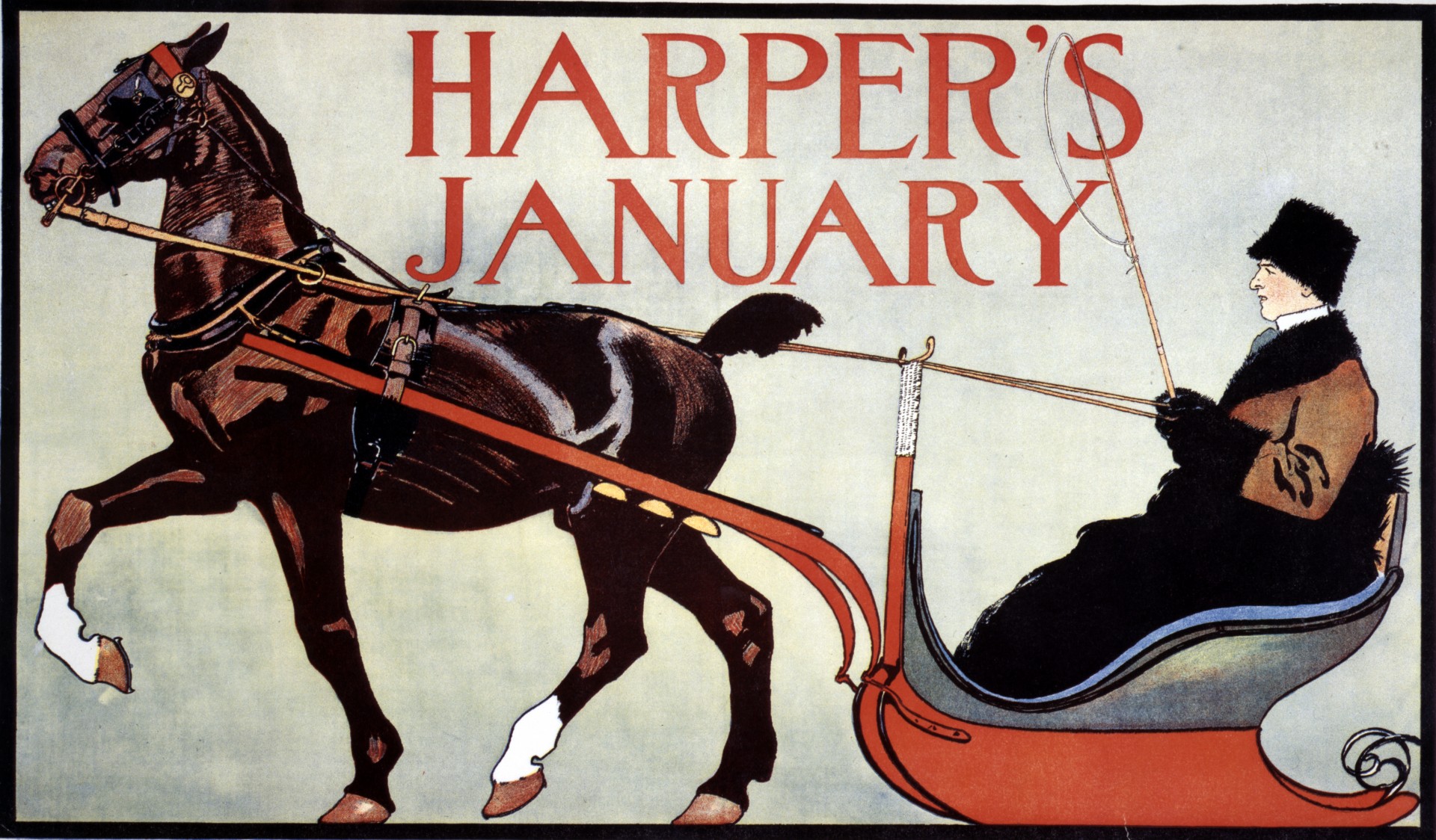 Public domain vintage image of front cover of January Harpers magazine