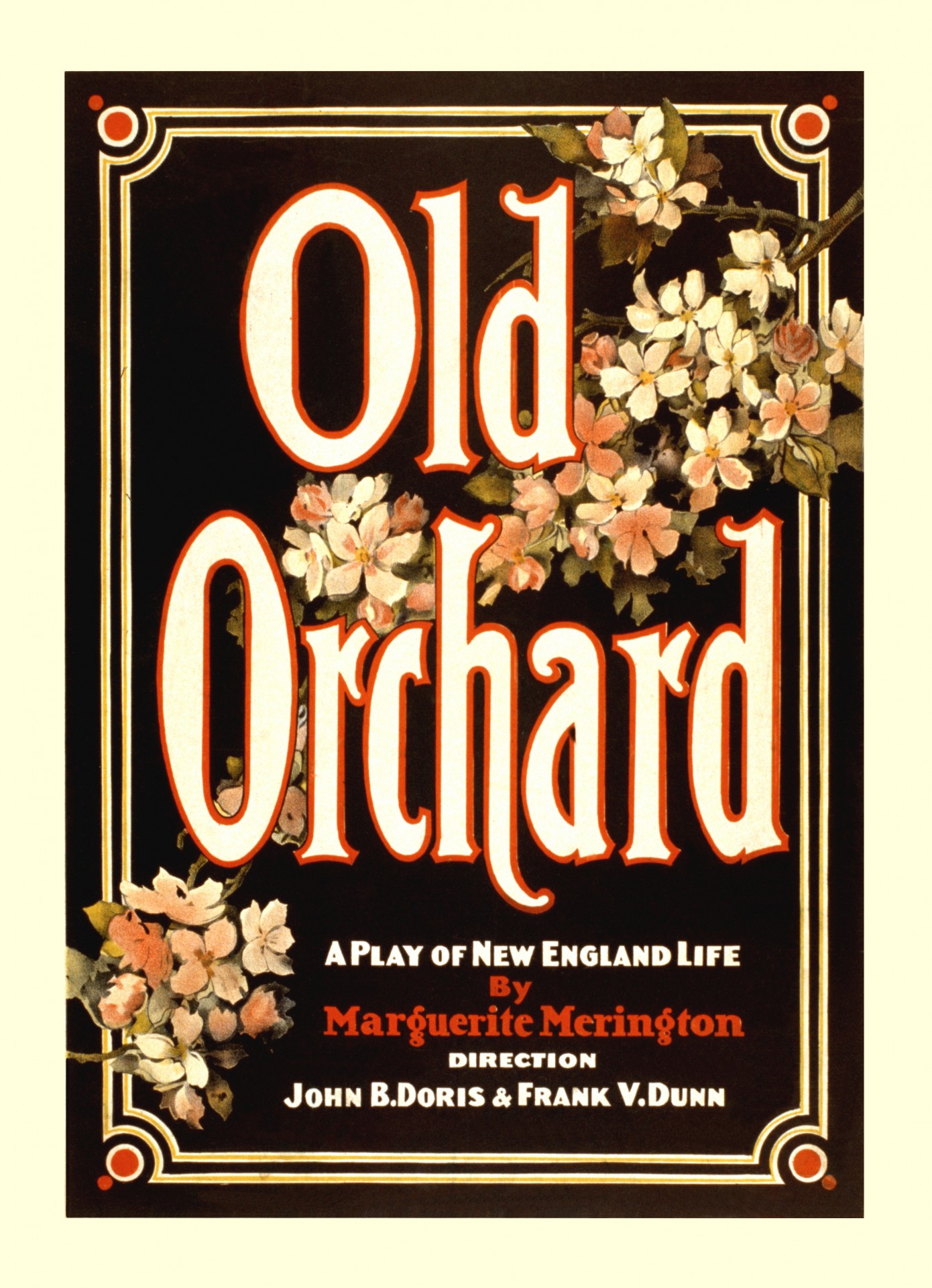 Cleaned up vintage old orchard play poster.