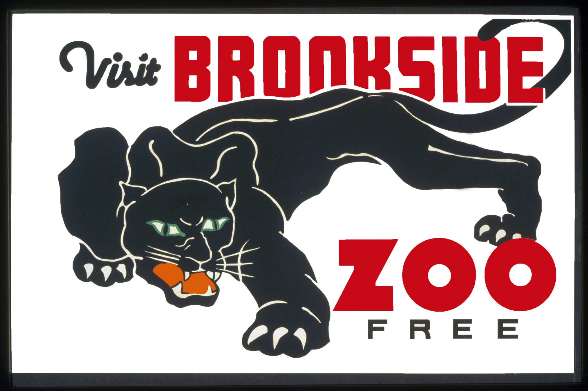 Public domain vintage poster visit Brookside Zoo with black panther