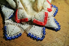 Doilies With Blue And Red Beads