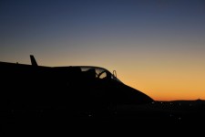 Gripen Jet Silhouette Against Dawn