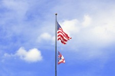 US Flag And Blue Sky