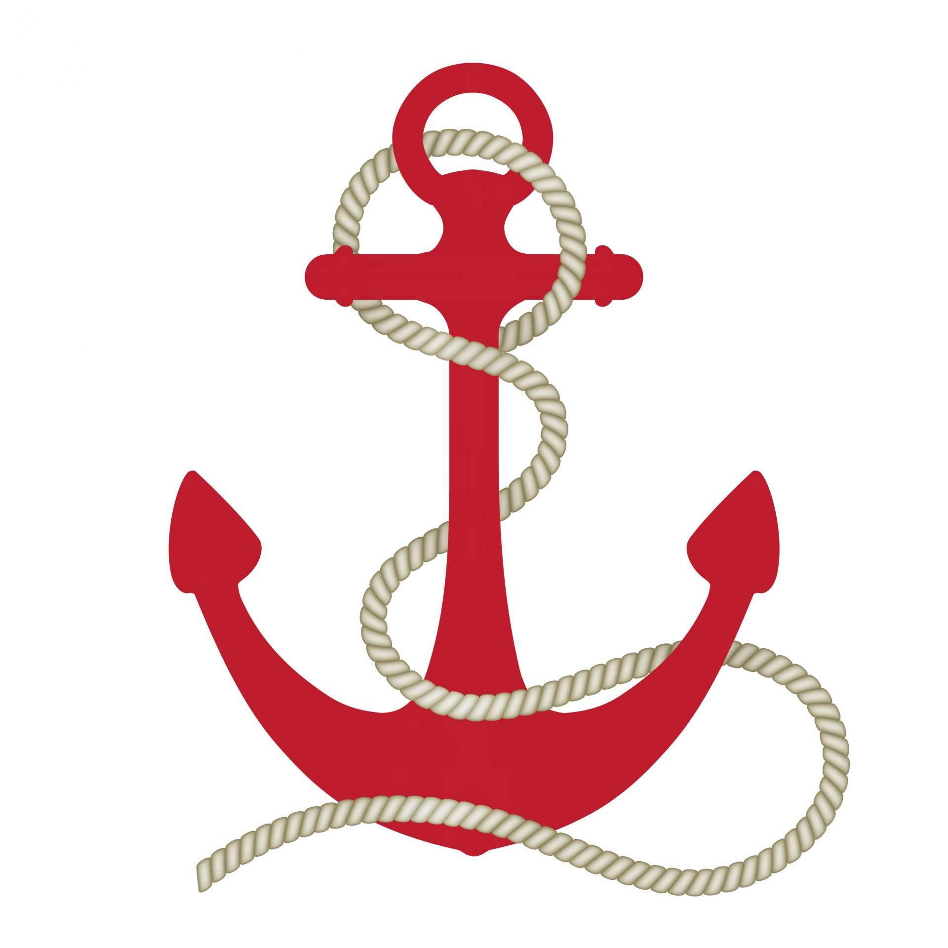Red anchor with rope clipart illustration
