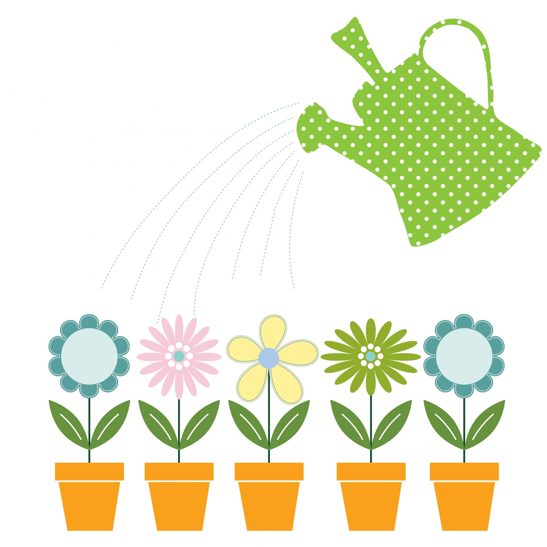 Flowers & Watering Can Clipart